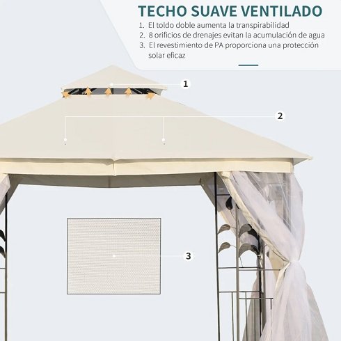 Carpa Cenador de Acero 3x3m con Paredes Malla Mosquiteras (Nueva)