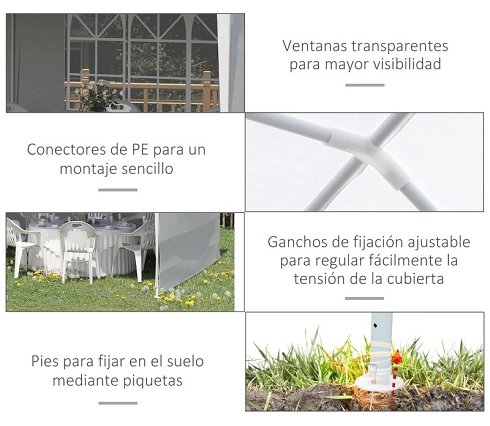 Carpa-Cenador de Lona Blanca Para Eventos con Ventanales (Nueva)