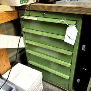 Workshop drawer cabinet with contents