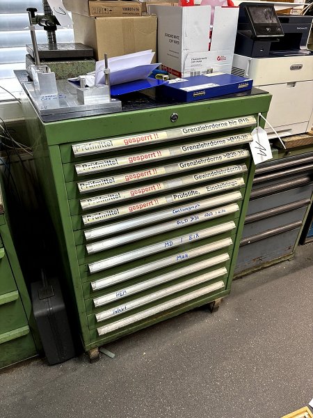 Workshop drawer cabinet with contents