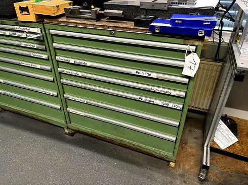 Workshop drawer cabinet with contents