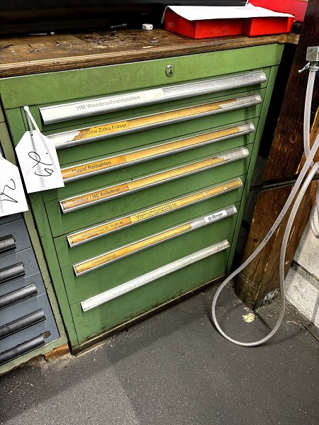 Workshop drawer cabinet with contents