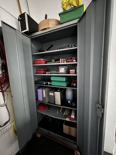 Workshop cabinet with contents