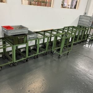 Lot transport trolleys