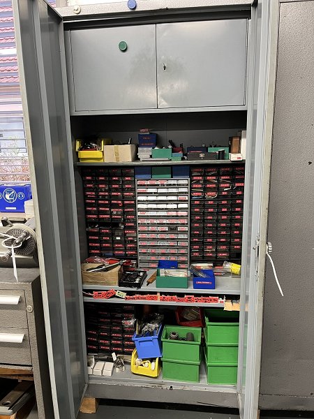 Workshop cabinet with contents