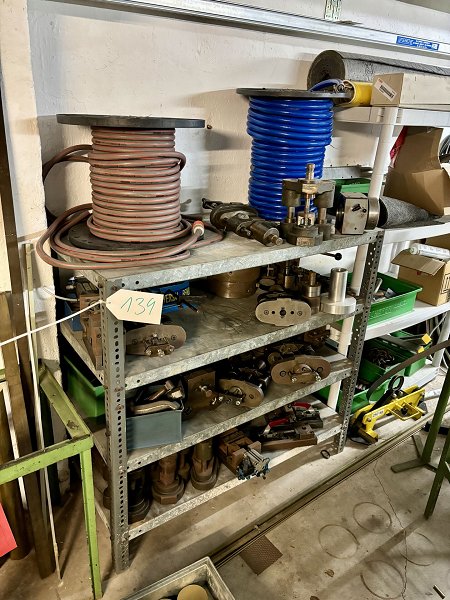 Workshop rack with contents