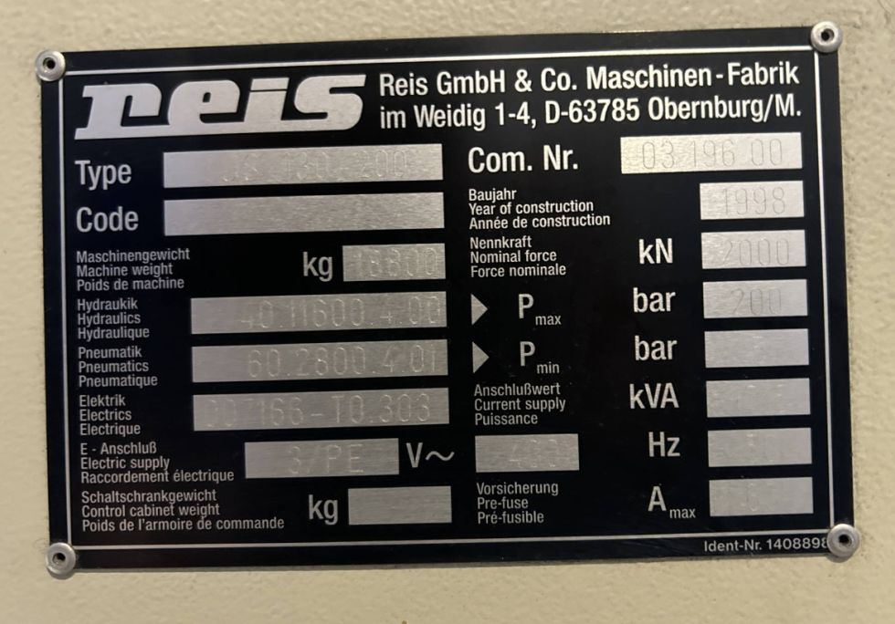 Hydraulic press REIS - TUS 130 - 200