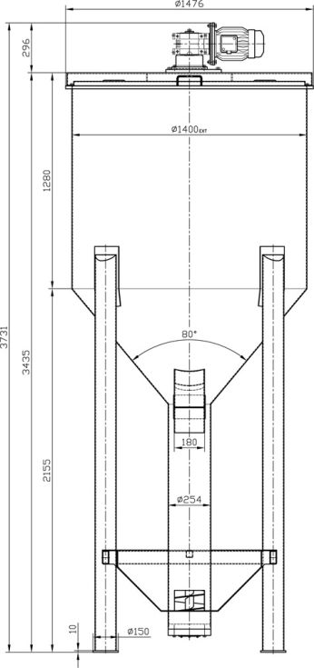 Mezclador Vertical. Solo planos para manufactura.