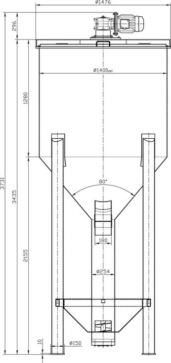 Mezclador Vertical. Solo planos para manufactura.