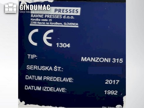 &#x27a4; Prensas usadas RAVNE Manzoni 315 en venta | gindumac.com