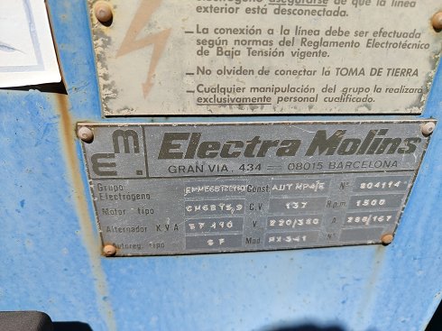 Grupo electrógeno de emergencia ELECTRA MOLINS - 110 kVA