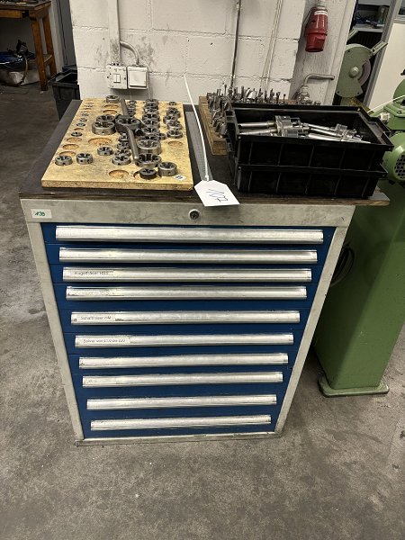 Workshop drawer cabinet with contents