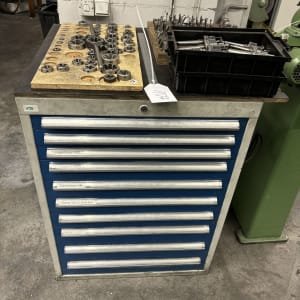 Workshop drawer cabinet with contents