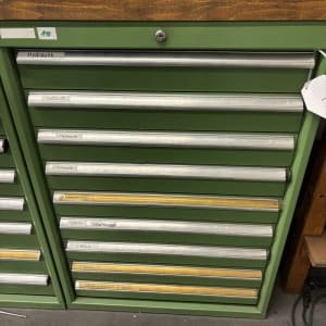 Workshop drawer cabinet with contents