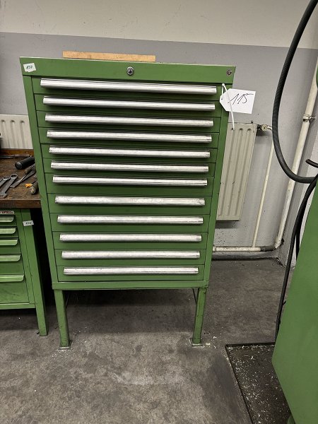 Workshop drawer cabinet with contents