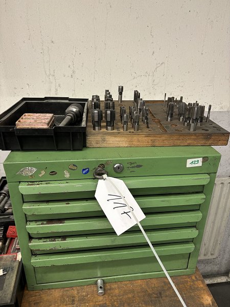 Workshop drawer cabinet with contents