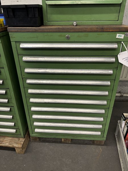 Workshop drawer cabinet with contents