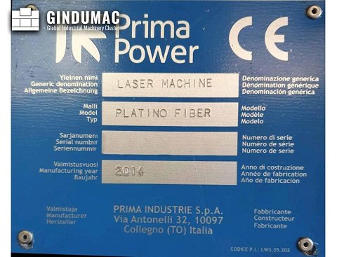 Máquina de corte por láser de fibra Prima Power Platino