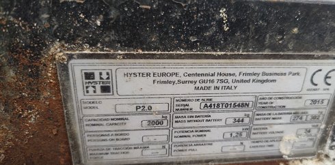 Transpaleta electrica Hyster P2.0 (int 13349)