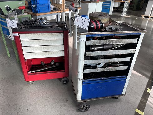 2 workshop trolleys with contents