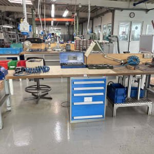 Workbench with vice and contents