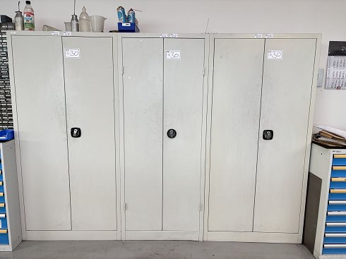 3 hinged door cabinets with contents