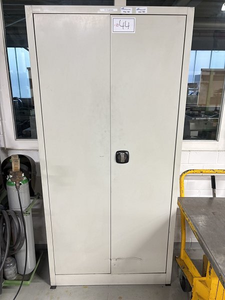 Hinged door cabinet with contents