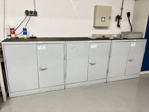 3 hinged door cabinets with contents