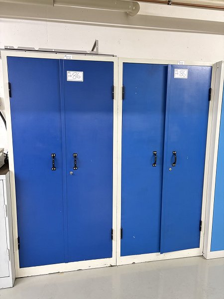 2 hinged door cabinets with contents