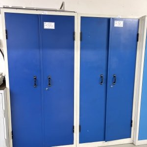 2 hinged door cabinets with contents