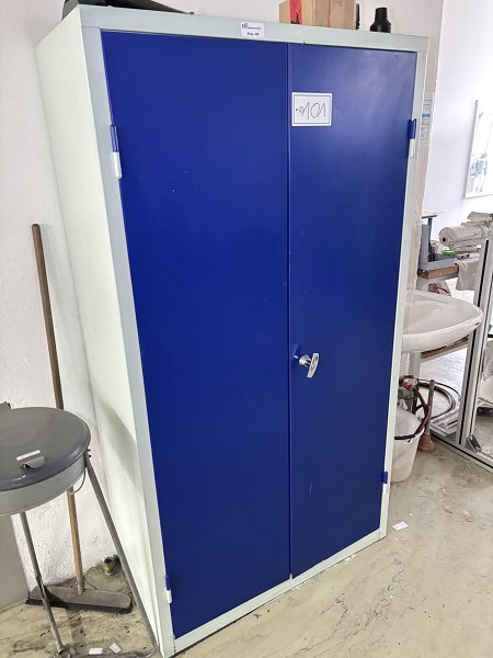 Hinged door cabinet with contents