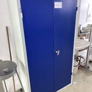 Hinged door cabinet with contents