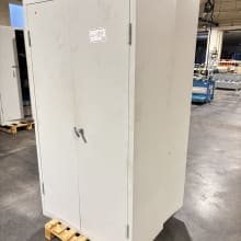 2 hinged door cabinets with contents