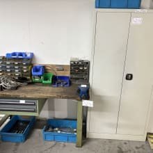 Workbench + hinged door cabinet