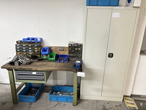 Workbench + hinged door cabinet