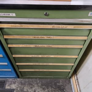 BEDRUNKA & HIRTH Workshop drawer cabinet with contents