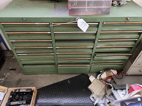 Workshop drawer cabinet with contents