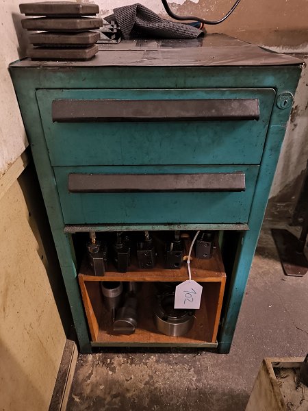 Workshop drawer cabinet with contents