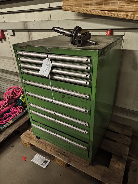 Workshop drawer cabinet with contents