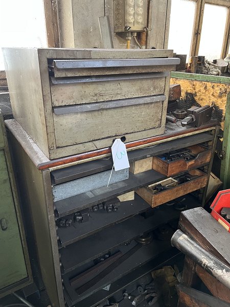 Workshop drawer cabinet with contents