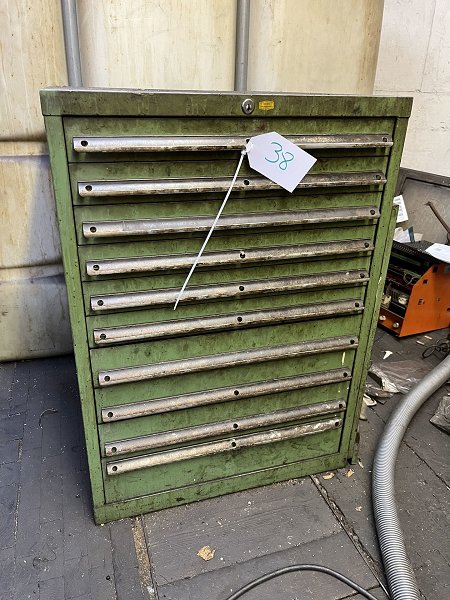 Workshop drawer cabinet with contents