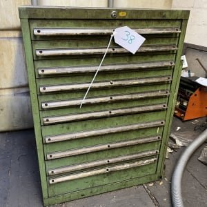 Workshop drawer cabinet with contents