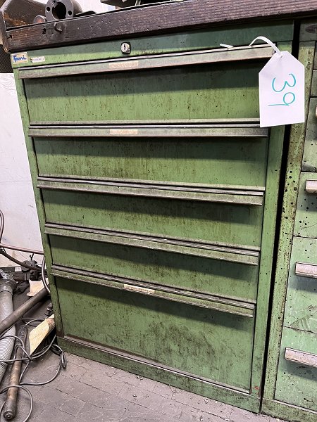 Workshop drawer cabinet with contents