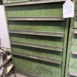 Workshop drawer cabinet with contents