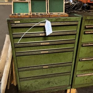 Workshop drawer cabinet with contents