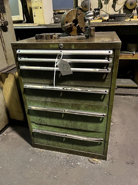 Workshop drawer cabinet with contents