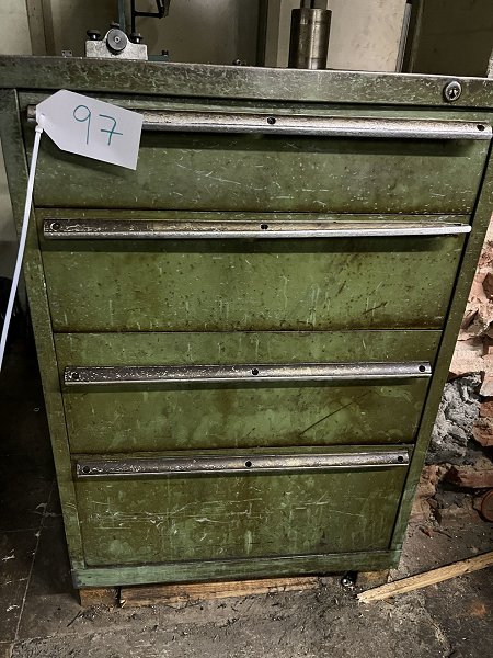 Workshop drawer cabinet with contents