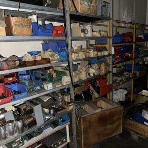 Lot Workshop shelving with contents