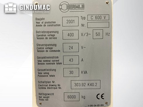 &#x27a4; Venta de HERMLE C600V usados | gindumac.com