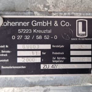 LOHENNER compressed air tank, 2000 litres